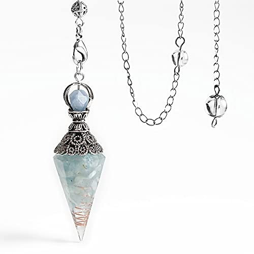 Pendule en Pierre de Guérison, Pendule Hexagonale en Cristal, Pendule Chakra Divinatoire, pour Reiki Healing Dowsing Scrying Balance Bracelet