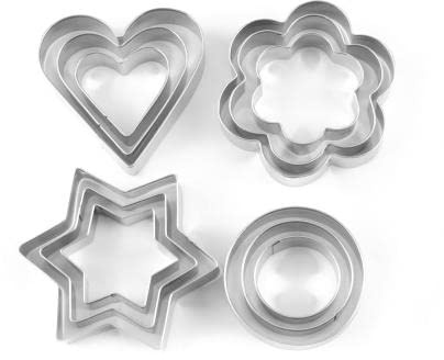 Cookie cutter Star,Circle,Heart and Flowers Shape Stainless Steel Cookie Cutter Shapes,Cutter Bakeware Mould Biscuit Mould Set Sugar Arts Fondant Cake Decoration Tools Cookie Cutter (Pack of 12)