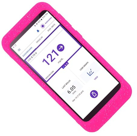 Mix Silicone Case for Omnipod 5 Receiver (Continuous Glucose Monitoring) (Glitter Hpink)