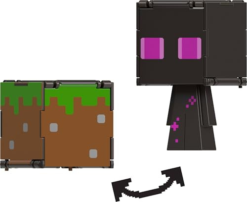 Mattel Minecraft Flippin' Figs Figures Collection con Fidget Play 2 in 1, scala 9,5 cm, teste grandi e design pixelato (i personaggi possono variare)