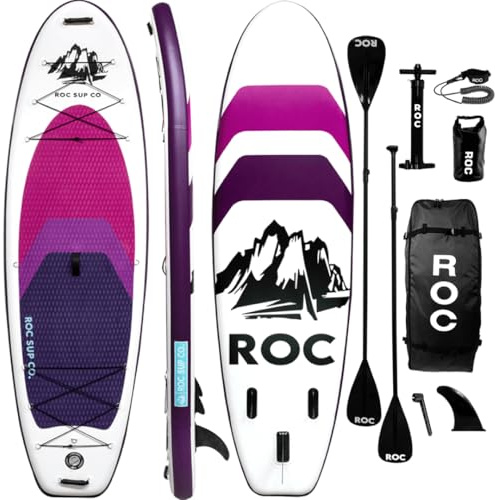 Roc Inflatable Stand Up Paddle Board 10' 6 with Premium SUP Paddle Board Accessories, Wide Stable Design, Non-Slip Comfort Deck for Youth & Adults (Violet)