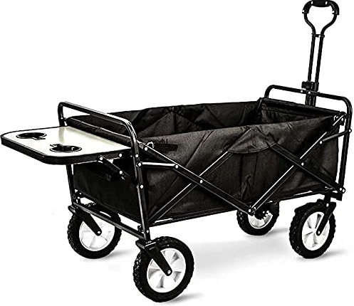 TEmkin Chariot de Camping Pliant avec Doublure, Chariots de Pique-Nique, Loisirs de Plein air, Chariot Portable Pliable, Festival à Roues Pliant, brouette de pêche de Jardin, Porteur (Gris)