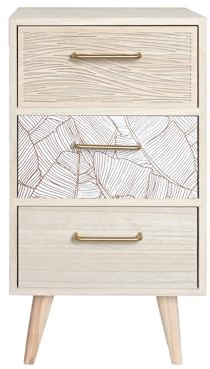 Rebecca Mobili Mesita de Noche de Madera, Mesita de Noche Alta y Estrecha, Madera MDF, Marrón Claro, para Dormitorio, Estilo Escandinavo - Dimensiones AxAnxFon: 58 x 30 x 29 cm - Art. RE6912