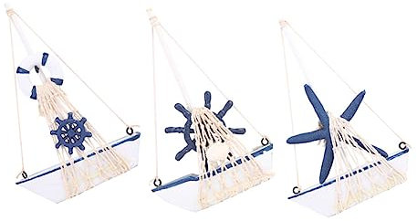 Abaodam 3stücke Kreatives Segelboot Modell Im Mediterranen Stil Holzboot Deko Für Wohn Und Büroszenen Nautische Tischdekoration Mit Lebendigem Design Und Feinen Details