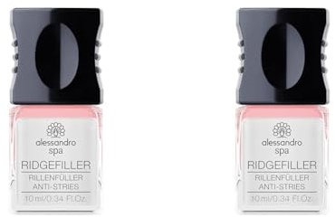 alessandro Spa Rillenfüller - Multifunktionslack zum Ausgleichen von Unebenheiten/Pflegender Lack in natürlichem Rosa, 10 ml (Packung mit 2)