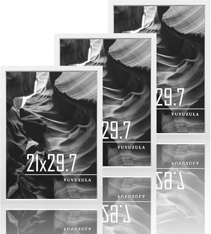 VUVUZULA Bilderrahmen A4 Weiss Holz 3er Set 21x30cm Fotorahmen Holzrahmen MDF Rahmen DIN A4 für Urkunden