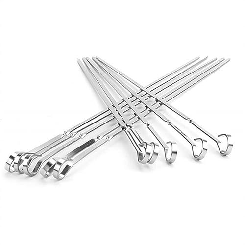 Brochettes de kebab, bâtons de barbecue plats en acier inoxydable de 16,9 pouces brochettes de barbecue en métal autocollants de barbecue réutilisables accessoires de barbecue (couleur: 6 pièces) (1