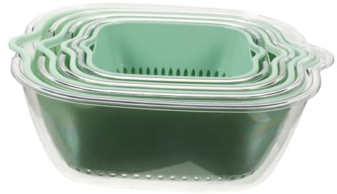 PRETYZOOM Cesta Coladora de Plástico Pet Verde, 4 Piezas, Diseño Perforado para Escurrir Frutas y Verduras, Adecuado para Cocina Doméstica