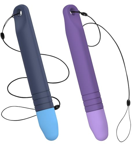 MoKo Kinderfreundlicher Eingabestift Für Touchscreens, 2er Pack, Blau+Lila | Kinder Eingabestift Mit Schnur, Weicher Silikonstift Für iPad/iPhone/Tablets/Kindle Fire Und Alle Touchscreens