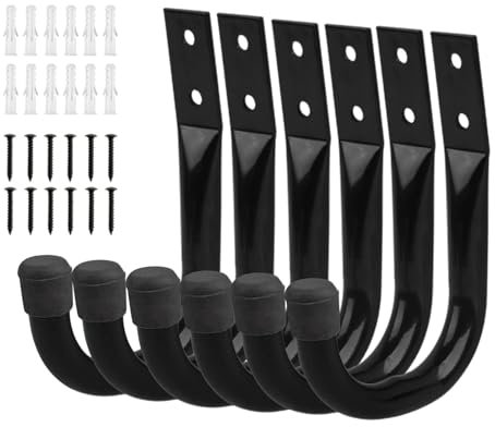 Kuxiptin Ladder Hanger, Garage Storage Hooks, 6 /Set Hooks, Heavy Duty J Hooks, Hose Holder, Hooks, Ladder Hooks, Blower Hangers for Garden Tools, Ladders, Bikes,