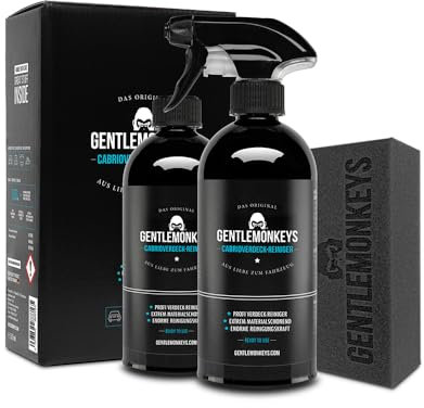 GENTLEMONKEYS Cabrioverdeck Reiniger Set (500ml Reiniger + Schwamm + 500ml Refill) • Profi Spezialreiniger für alle Cabrio Verdecke • Schützt vor Alterung & Witterung • Biologisch abbaubar