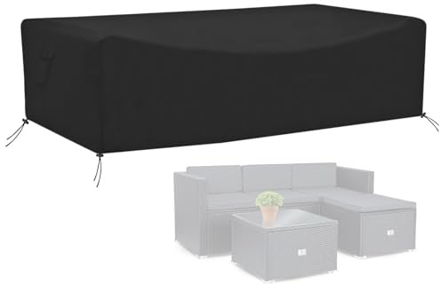 Calma Lux® Gartenmöbel Abdeckung Wasserdicht Schwerlast 420D Oxford Gewebe Gartentisch Abdeckplane mit Belüftungsöffnungen Winddicht UV Beständiges Schutzhülle (210 * 150 * 65)