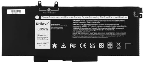 KHlove 3HWPP Laptop Batería para DELL Latitude 5410 5510 5501 5401 5411 5511 Precision 3541 3551,Inspiron 7706 2-in-1, Inspiron 17 7500 7506 2-in-1 Black 03HWPP 10X1J N2NLL 1VY7F 451-BCMN 15.2V 68Wh