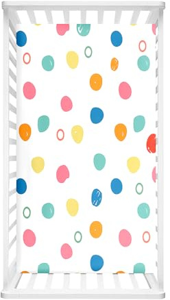 Morbuy Spannbettlaken Babybett, Punkte Spannbettlaken Kinderbett, Mikrofaser Spannbettlaken für Kinderbett, Stubenwagen Bezug Kinderwagen Matratzenbezug (Buntes,160x80cm)