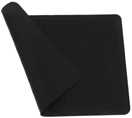 NULYLU Tapis de Protection en Silicone Noir pour Table et Cuisinière à Induction, Antidérapant, Réutilisable, Trou Suspendre, Cuisine