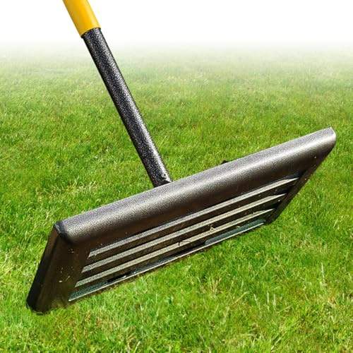 Professional Lawn Leveling Rake with 17x10in Heavy-Duty Stainless Steel Head & 60 Adjustable Handle - Grass Leveling Tool for Quick Soil Grading, Thatch Removal and Yard Maintenance