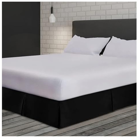 GMVZGQW Cache-sommier plissé sur mesure doux et confortable en tissu infroissable et résistant à la décoloration, literie de 38,1 cm de haut (noir, 160 x 200 x 35 cm)