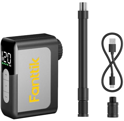 Fanttik X10 Ace Mini Bike Pump with Gauge, 120PSI Electric Tiny Bike Pump with Presta and Schrader Valve, Auto Stop, Fast Inflation for Road Bike（4.23oz