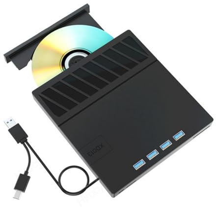 Vocdikficy USB 3.0 Tipo-C Multiplicación Unidad Óptica BLU-Ray Externa CD/DVD/BD -/+RW Reproductor Grabador Lector para PC Portátil