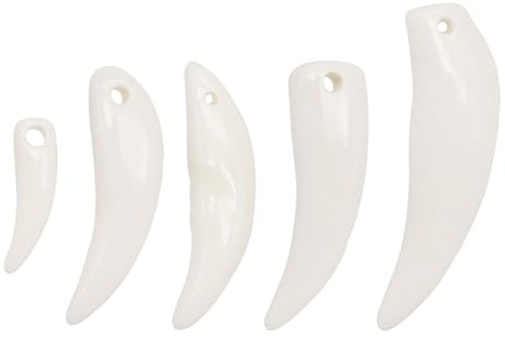 Julie Wang 50 PCS Harz Wolfzahn-Anhänger in 5 Stilen – Künstliche Tierzahn-Anhänger für Halsketten, Ohrringe, Armbänder, Schmuckherstellung, Wohnaccessoires und DIY-Bastelbedarf