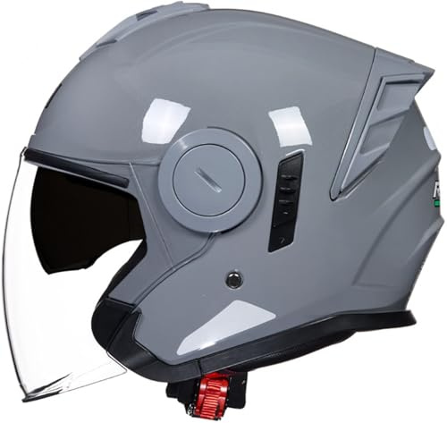 Casco Semiaperto Adulto Con Doppia Visiera, Casco Moto Demi-Jet Moto Casco Scooter Caschi Motorino Vintage, Piloto Urbano Helm Casco Moto Omologato DOT/ECE Per Donna E Uomo