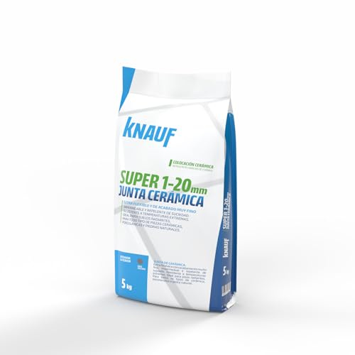 KNAUF - Super Junta Cerámica Color Gris Oscuro 5kg - Para Anchos de Junta de 1 a 20mm - Uso en Interior y Exterior - Extra Flexible, Acabado Muy Fino - Impermeable y Resistente a Temperaturas Extremas