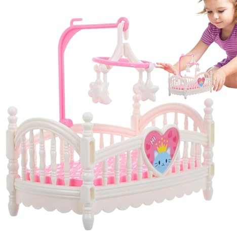 Trochate Puppenhaus Babybett | Puppenhaus Möbel Set | Dekoratives Spielzeug Für Rollenspiele, Fotografie & Familienaktivitäten