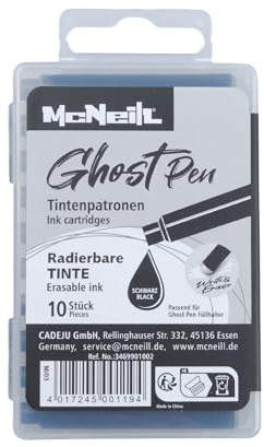 McNeill - Ghost Pen Tintenpatronen – thermisch radierbare Tinte für Ghost Pen Füllhalter | Ersatzpatronen in verschiedenen Farben | Sauberes Schreiben & rückstandsfreies Radieren (schwarz)