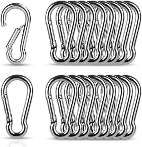 MIVIDE 24 Stück Karabinerhaken Klein 40 x 4mm, 304 Edelstahl Karabiner, Karabinerhaken M4 zur Befestigung an Rucksack, Schlüssel, Angeln
