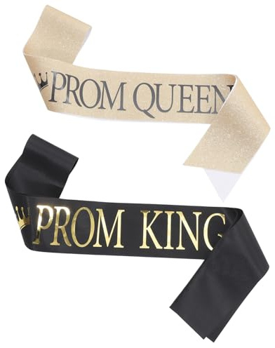 VICASKY 2 pezzi Fasce Prom King e Prom Queen Regolabili per Laurea e Feste Decorazioni Leggere per Balli e Cerimonie Accessori Comodi e Versatili