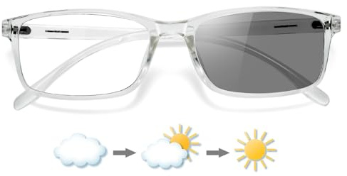 KANASTAL Blått ljusfilterglasögon för män och kvinnor Självtonande glasögon med blått ljusfilter TR90 Blått ljusglasögon utan styrka UV400-skydd Blåfilterglasögon, transparent ram Fotokroma glas