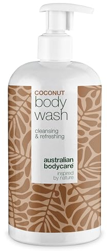 Body Wash Kokos med 4-Terpineol från Tea Tree Oil - Djuprengörande duschtvål för oren hud, finnar & pormaskar, 100% vegansk formula