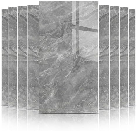 Daisy Dreams Pack of 30 Grey Marble Tile Stickers 60x30cm Thicken Wall Tiles Self Adhesive,Peel and Stick Waterproof Vinyl Marble Tiles for Living Room (30, Grey)