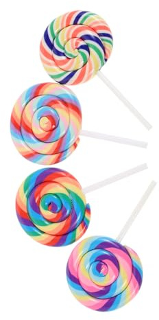 FUNOMOCYA 4pcs Realistic Mini Lollipop Props 4Pcs Resin Candy Ornaments for Dollhouse Decoration Photo Scene and Christmas Party Craft Accessories