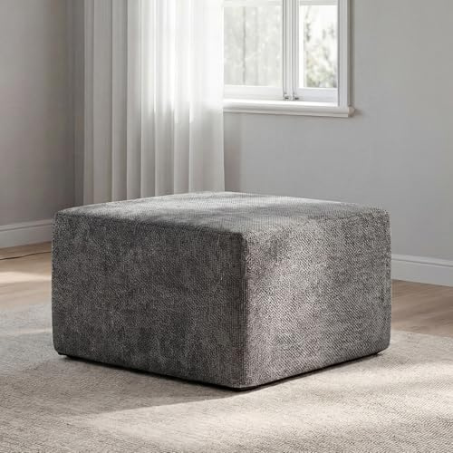 MONVANE Ottoman for Modular Sectional Cloud Couch, Chenille Deep Seat Boneless Couch for Living Room, Bedroom and Apartment, No Assembly Required, DIY Combination, Dark Grey
