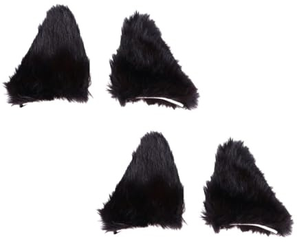Supvox Flauschige Katzenohr Haarspangen Halloween Haarspangen 2 Paar aus Schwarzem Flanell Bequemes Design für Mädchen für Halloween und Weihnachten