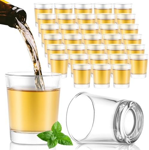 LDHHYH 36 Stück Shotgläser 2,5cl/25ml, Glas Shotgläser, Glas Shot Gläser, Schnapsgläser Dicke Basis, Tequila Gläser 2.5cl, Pinchengläser, Likörgläser, Transparent Vodka Gläser für Holiday Gatherings
