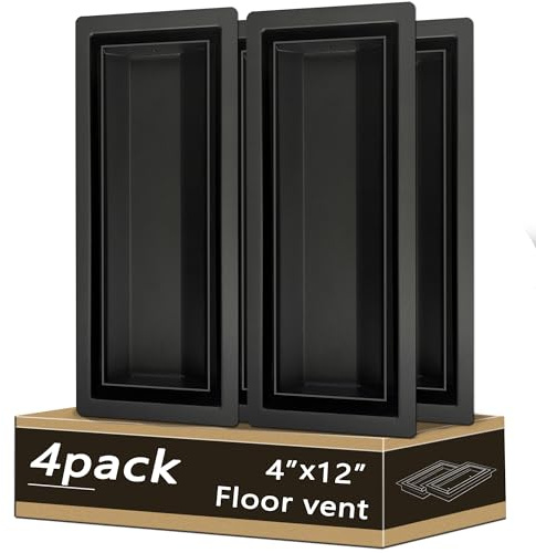4x12 Floor Register, Heavy Duty Steel Flush Mount Air Vent with 50% Higher Airflow - Sleek Low-Profile Design for Tile & Wood Floors, Easy DIY Installation Floor Vent Covers for Flooring Insert