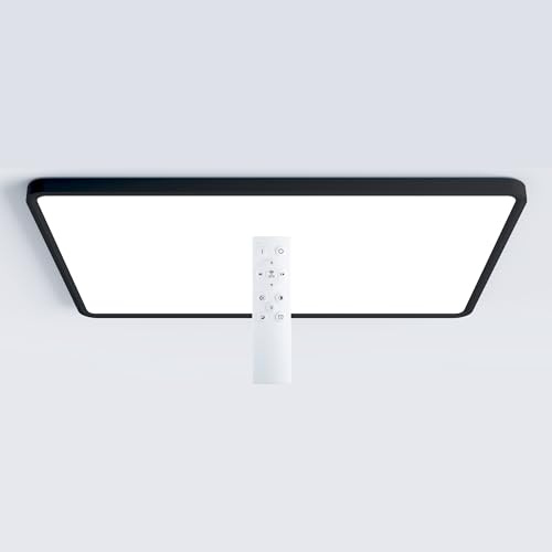 LED Panel Deckenleuchte schwarz rechteckig flach 90x60cm CCT 3000-6500K variable Lichtfarbe, dimmbar, mit Fernbedienung, integriertes Netzteil, flimmerfrei IP20 L895xB585XH28mm