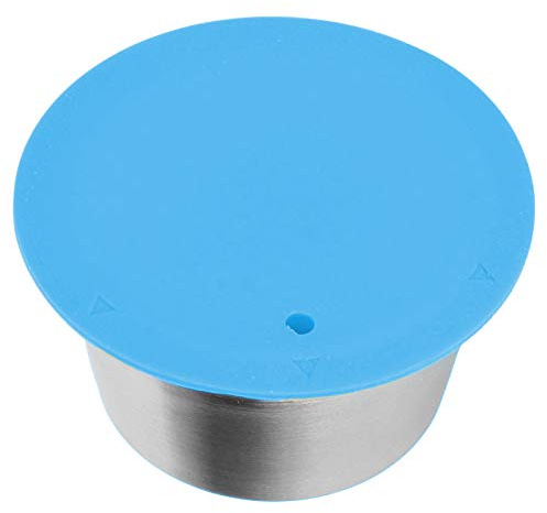 MAVIS LAVEN Refillable Coffee Capsule Cup, Stainless Steel Reusable Coffee Pods with Silicone Lid for Maker, 40ML Capacity, Easy to Use and for Home or Office (Blue)