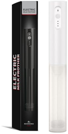 HOTUT Mousseur à Lait Électrique Rechargeable, Batteur à Mousse à Main avec Fouet en Acier Inoxydable, Mini Fouet en Acier Inoxydable pour Café, Latte, Cappuccino, Matcha, Blanc