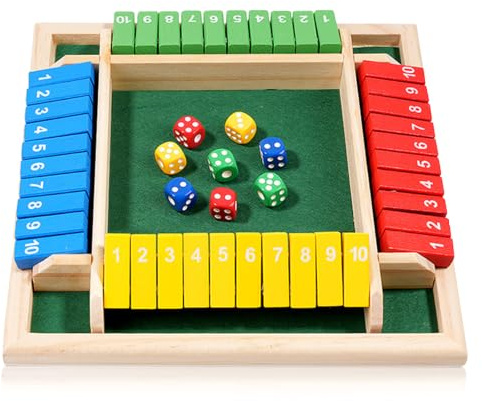 wlsvega El Rey De Los Dados,Juego De Dados,Shut The Box,Viene con 8 Dados, Aptos para Actividades Al Aire Libre, Ktv, Viajes, Fiestas O Bares (Cuatro Colores)