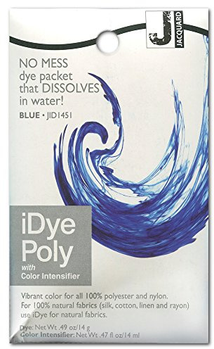 Jacquard iDye Poly Fabric Colouring in Blue for Polyester, Nylon, Synthetic Textiles and Blended Fibres, Simple Clothing Dyeing Craft Supplies, 14g Packet