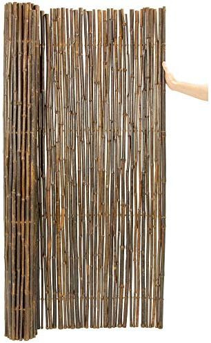 Papillon Thick Carbonised Black Bamboo Fencing Privacy Screening Roll 1.9m x 1.8m (6ft 2in x 6ft)