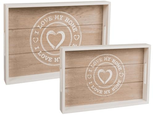 Out of the blue Set de 2 Bandejas de Madera Gris 144194 30 x 20 cm