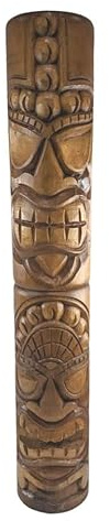 Coco Papaya Totem Tiki Intérieur/Extérieur 100cm en Bois | Sculpture sur Bois Faite à la Main