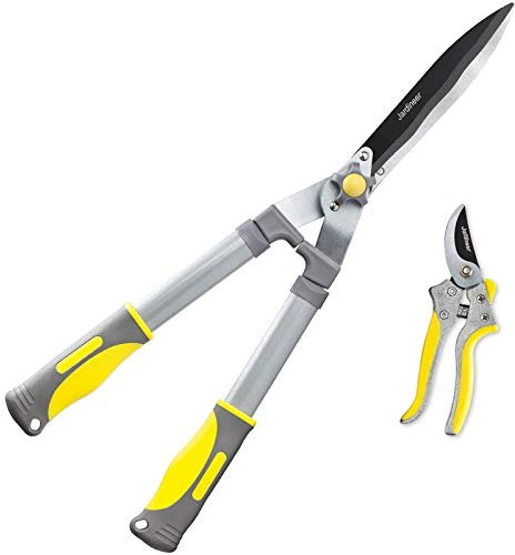 Jardineer 2pcs Garden Shears, Hedge Shears for Trimming Shrubs and Pruning Shears for Cutting Branches, Heavy Duty Garden Tools