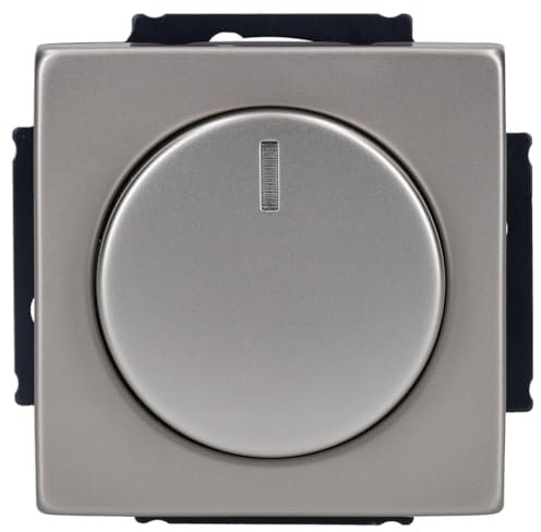 BUSCH-JÄGER, LED-Drehdimmer (LED Dimmer) 6523 U-102 (6523U 102) 6523U102 mit Zentralscheibe 6540-866-102 in PUR Edelstahl