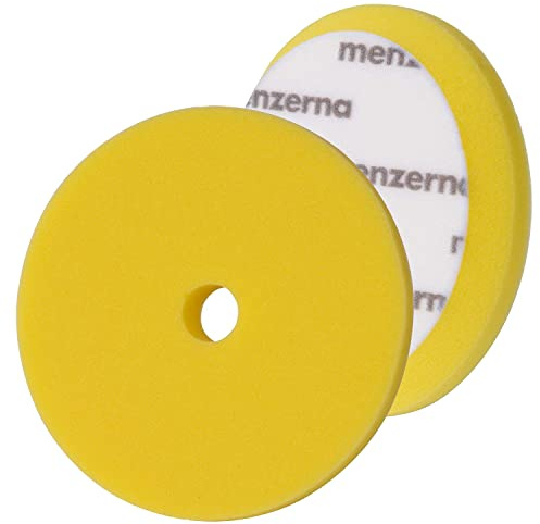 detailmate set - Coussin en mousse Menzerna Premium Medium Cut - 150 mm - Eponge à polir de dureté moyenne - jaune + 2 nitrile - Gants de protection