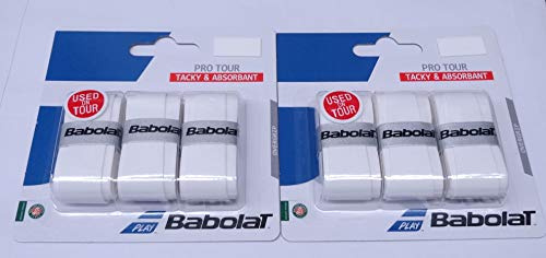 Babolat 2 Packungen mit 3 Overgrip PRO Tour weiß